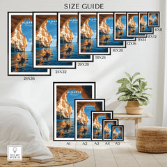 Algarve Portugal Sea Arch Travel Poster — wall art poster size guide thisartworld
