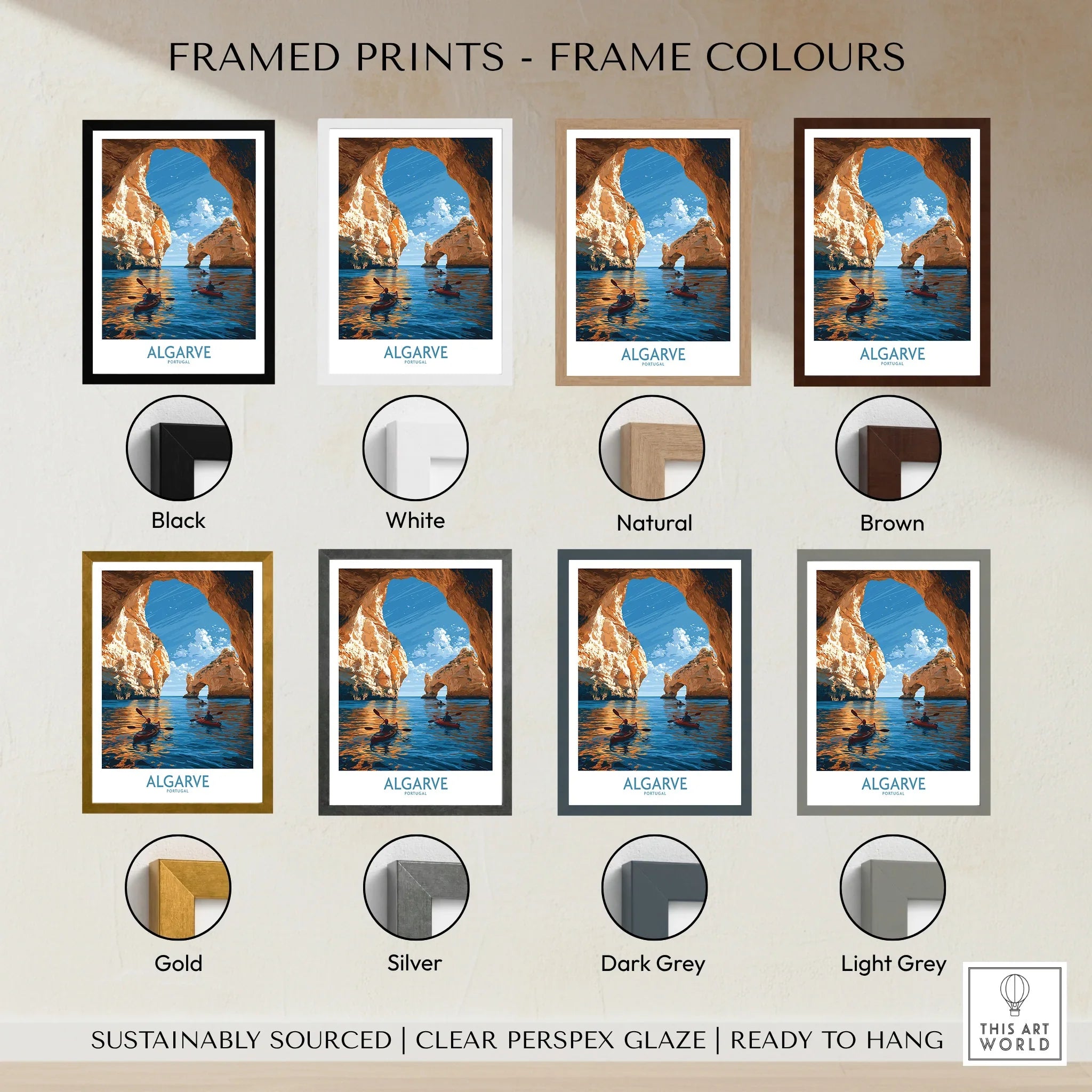 Algarve Portugal Sea Arch Wall Art — framed print colour options