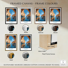 Algarve Portugal Sea Arch Wall Art — framed canvas float frame colour options