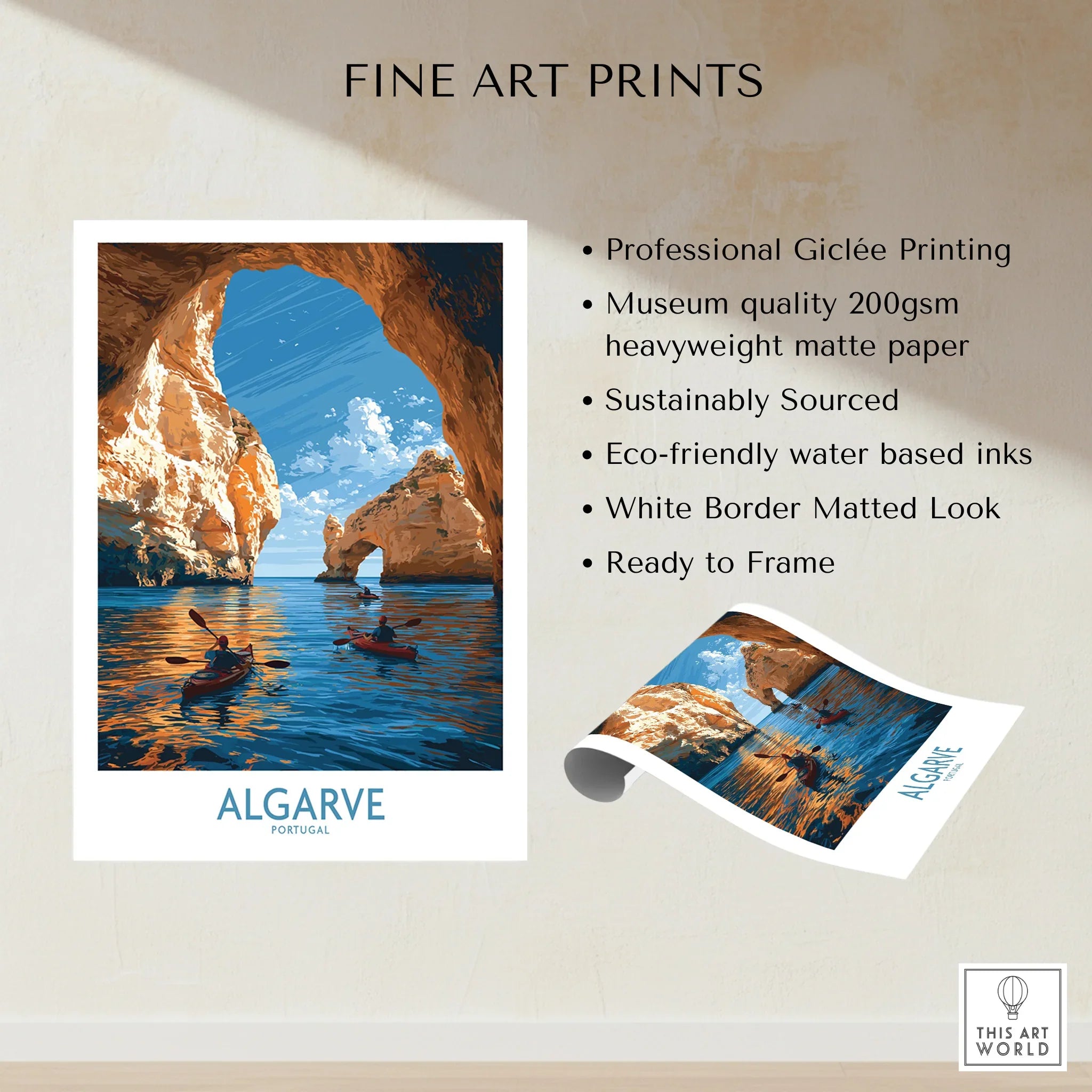 Algarve Portugal Sea Arch Wall Art — fine art print unframed quality details