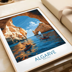 Algarve Portugal Sea Arch Wall Art — framed art print closeup gift unwrapped natural frame