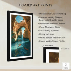 Algarve Portugal Cliffs Travel Poster — framed print details measurements quality details
