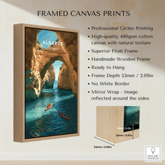 Algarve Portugal Cliffs Travel Poster — framed canvas float frame details quality