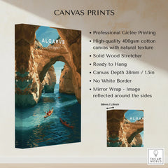 Algarve Portugal Cliffs Travel Poster — canvas print stretched cotton canvas details
