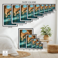 Algarve Portugal Cliffs Travel Poster — wall art poster size guide thisartworld