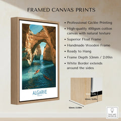 Algarve Portugal Cliffs Wall Art — framed canvas float frame details quality