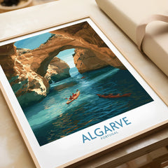 Algarve Portugal Cliffs Wall Art — framed art print closeup gift unwrapped natural frame