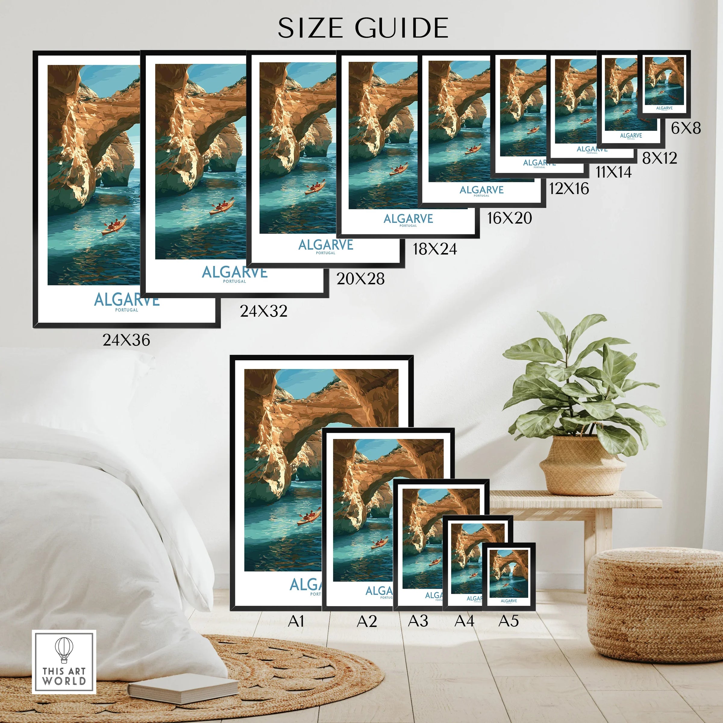 Algarve Portugal Cliffs Wall Art — wall art poster size guide thisartworld