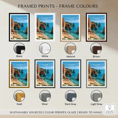 Algarve Portugal Coast Travel Poster — framed print colour options