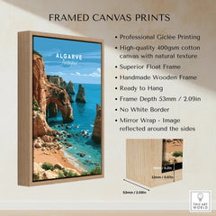 Algarve Portugal Coast Travel Poster — framed canvas float frame details quality