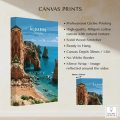Algarve Portugal Coast Travel Poster — canvas print stretched cotton canvas details