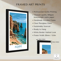 Algarve Portugal Coast Wall Art — framed print details measurements quality details