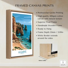 Algarve Portugal Coast Wall Art — framed canvas float frame details quality