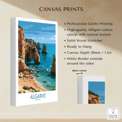 Algarve Portugal Coast Wall Art — canvas print stretched cotton canvas details