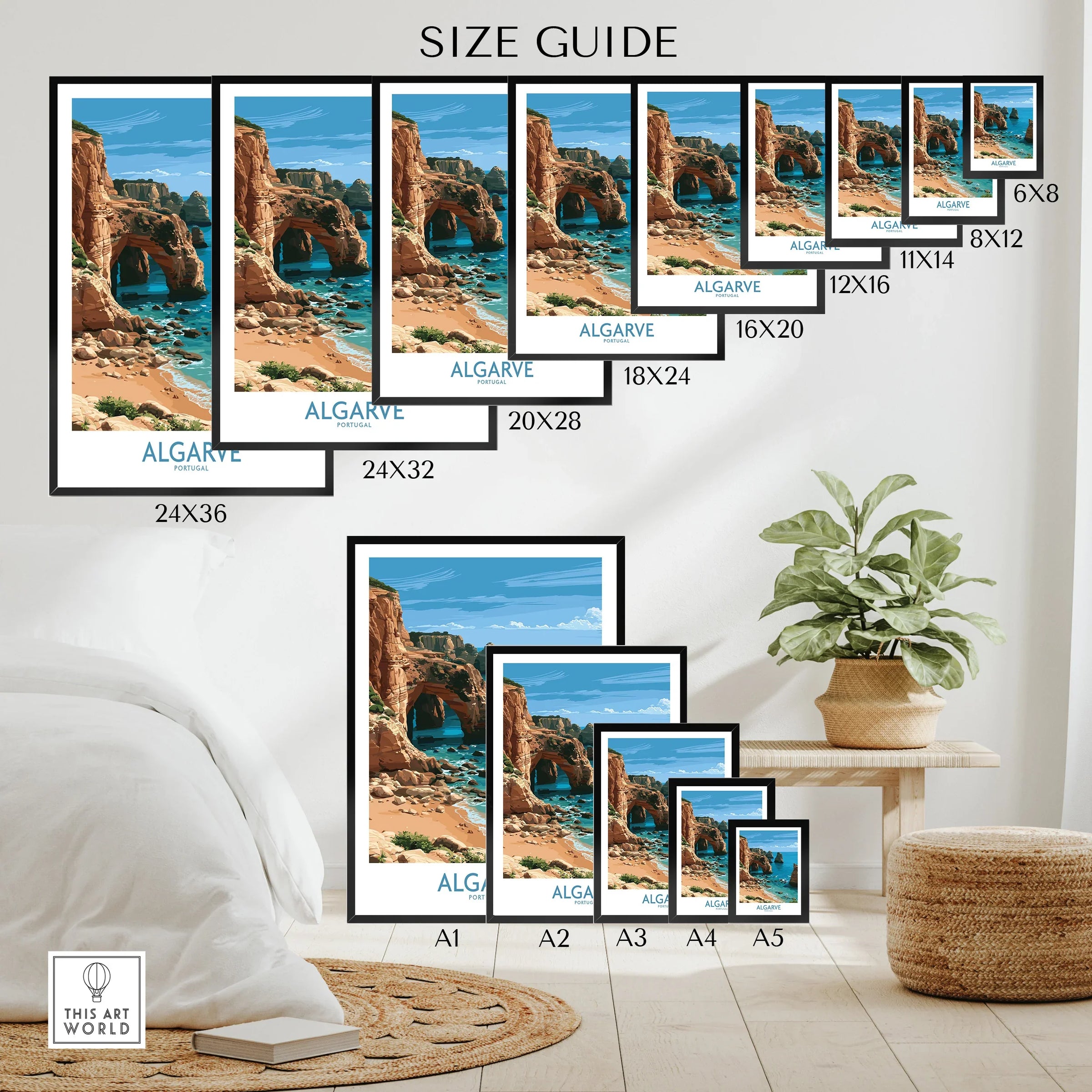 Algarve Portugal Coast Wall Art — wall art poster size guide thisartworld