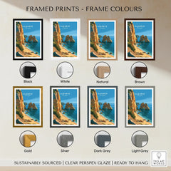 Algarve Portugal Beach Travel Poster — framed print colour options