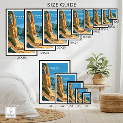Algarve Portugal Beach Travel Poster — wall art poster size guide thisartworld