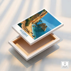 Algarve Portugal Beach Wall Art — stretched canvas print floating detail mirror edge