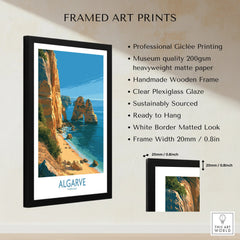 Algarve Portugal Beach Wall Art — framed print details measurements quality details