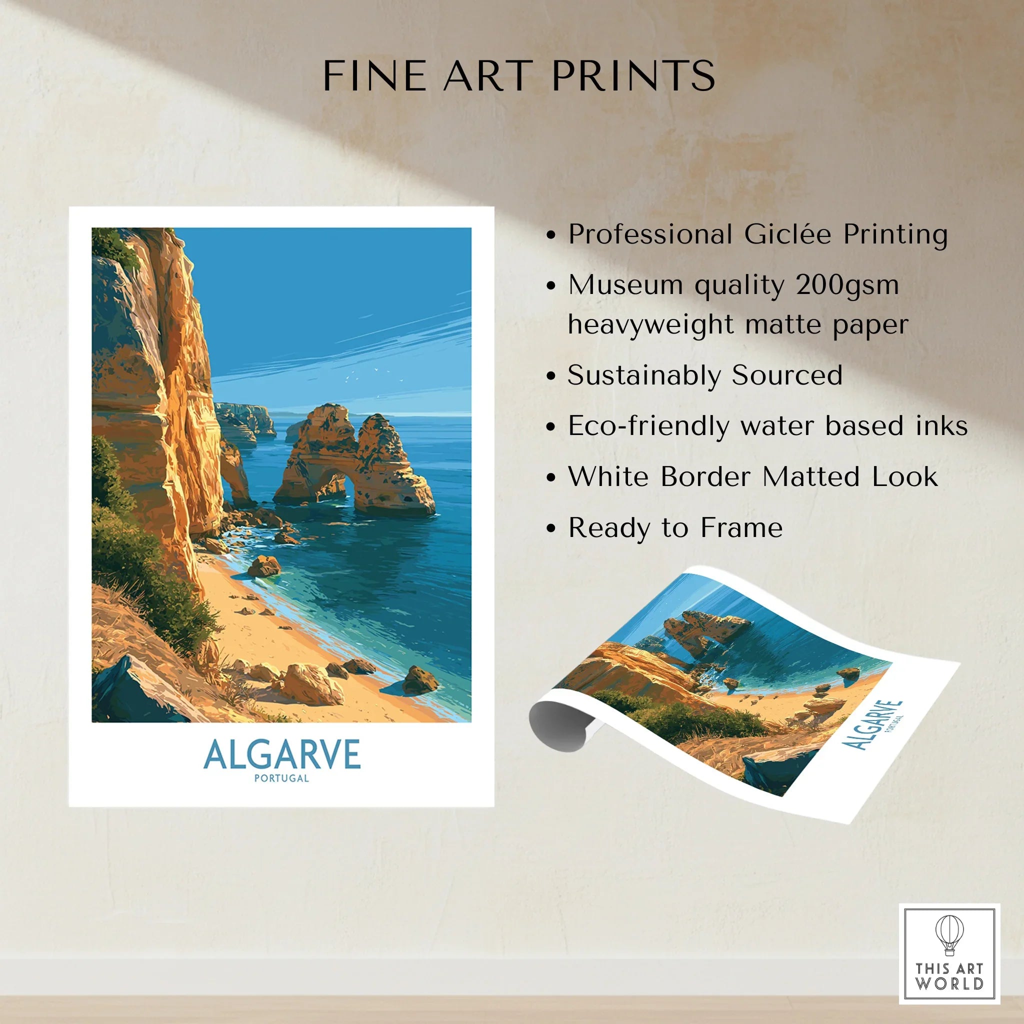 Algarve Portugal Beach Wall Art — fine art print unframed quality details