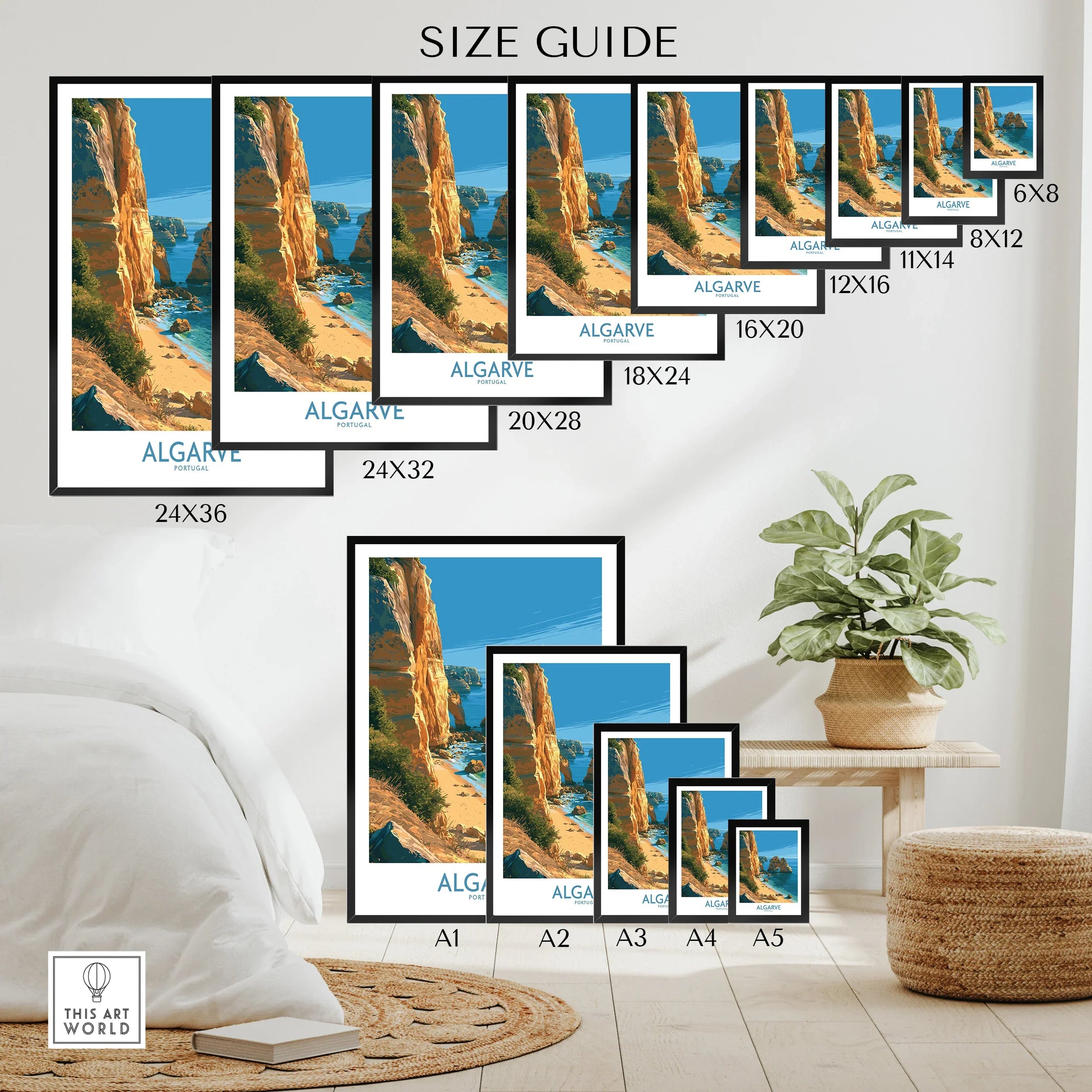Algarve Portugal Beach Wall Art — wall art poster size guide thisartworld