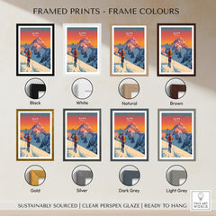 Alps Print France framed prints in various colors, showcasing the beauty of the French Alps for stylish decor.