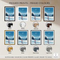 Framed prints with various frame colors for Alta Utah Skis in Snow Print - Scenic Ski Resort Wall Art.