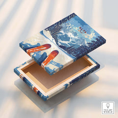 Alta Utah Ski View from Slopes Print - Panoramic Mountain Wall Art decorative box featuring skis and mountain scene.