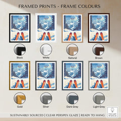 Framed prints showcasing frame colour options for Alta Utah Ski View from Slopes Print - Panoramic Mountain Wall Art.