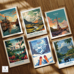 Alta Utah Ski View from Slopes Print - Panoramic Mountain Wall Art displayed alongside other travel prints.