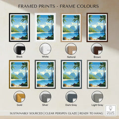 American Samoa travel poster in tropical beach print with eight frame color options
