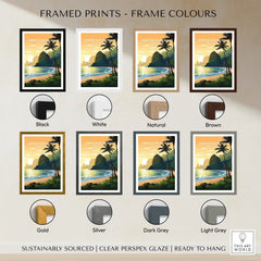American Samoa travel poster wall art with tropical landscape in eight frame color options
