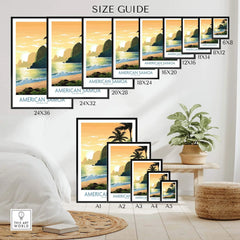 American Samoa National Park travel poster size guide with tropical beach scene wall art