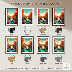 Amsterdam Print Netherlands variations with different frame colors showcasing the beautiful sunset scene.