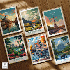 Colorful Amsterdam Canal House Poster - Classic Dutch Canal Scene Print collection of framed travel art prints.