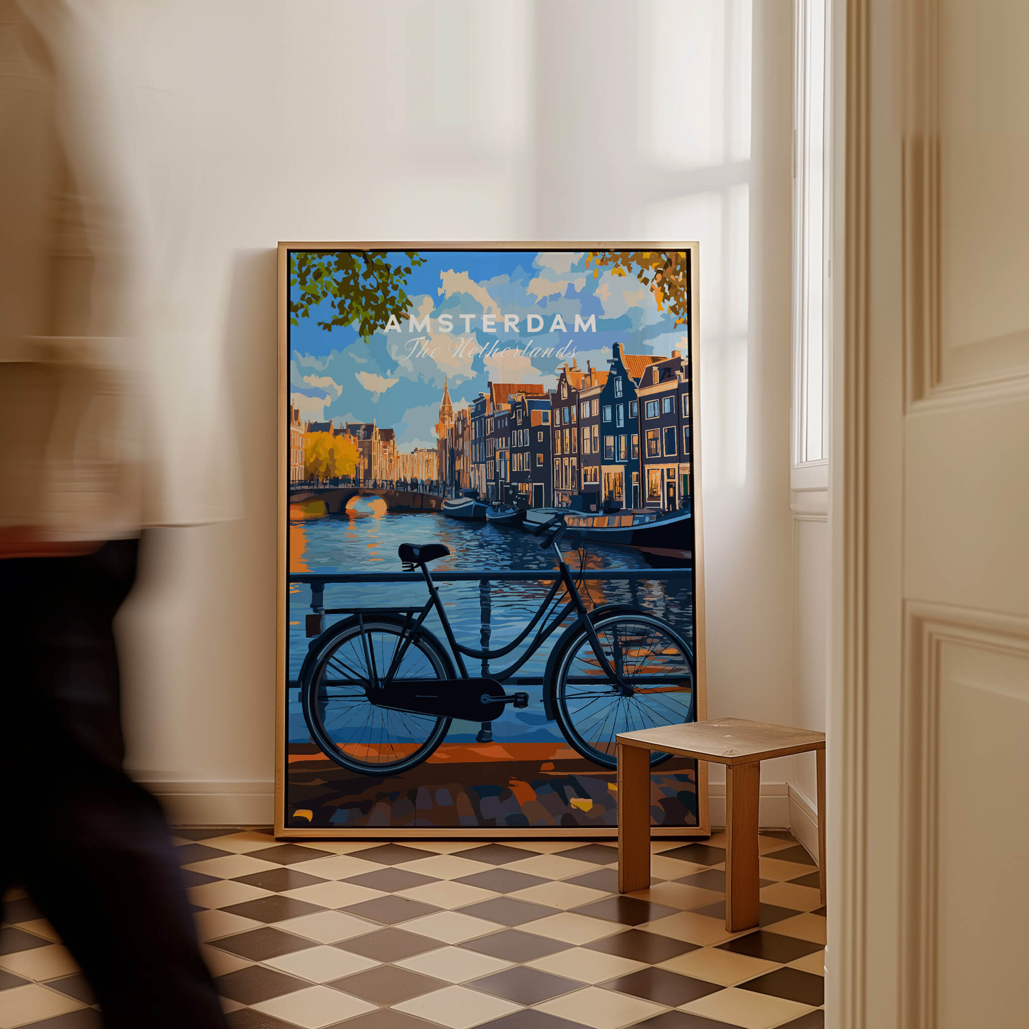 Colourful Amsterdam Architecture Poster - Iconic Canal Houses and Canals Wall Art