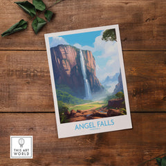 Angel Falls wall art print showcasing the stunning Auyán-tepui mountain and waterfall in Venezuela's Canaima National Park.