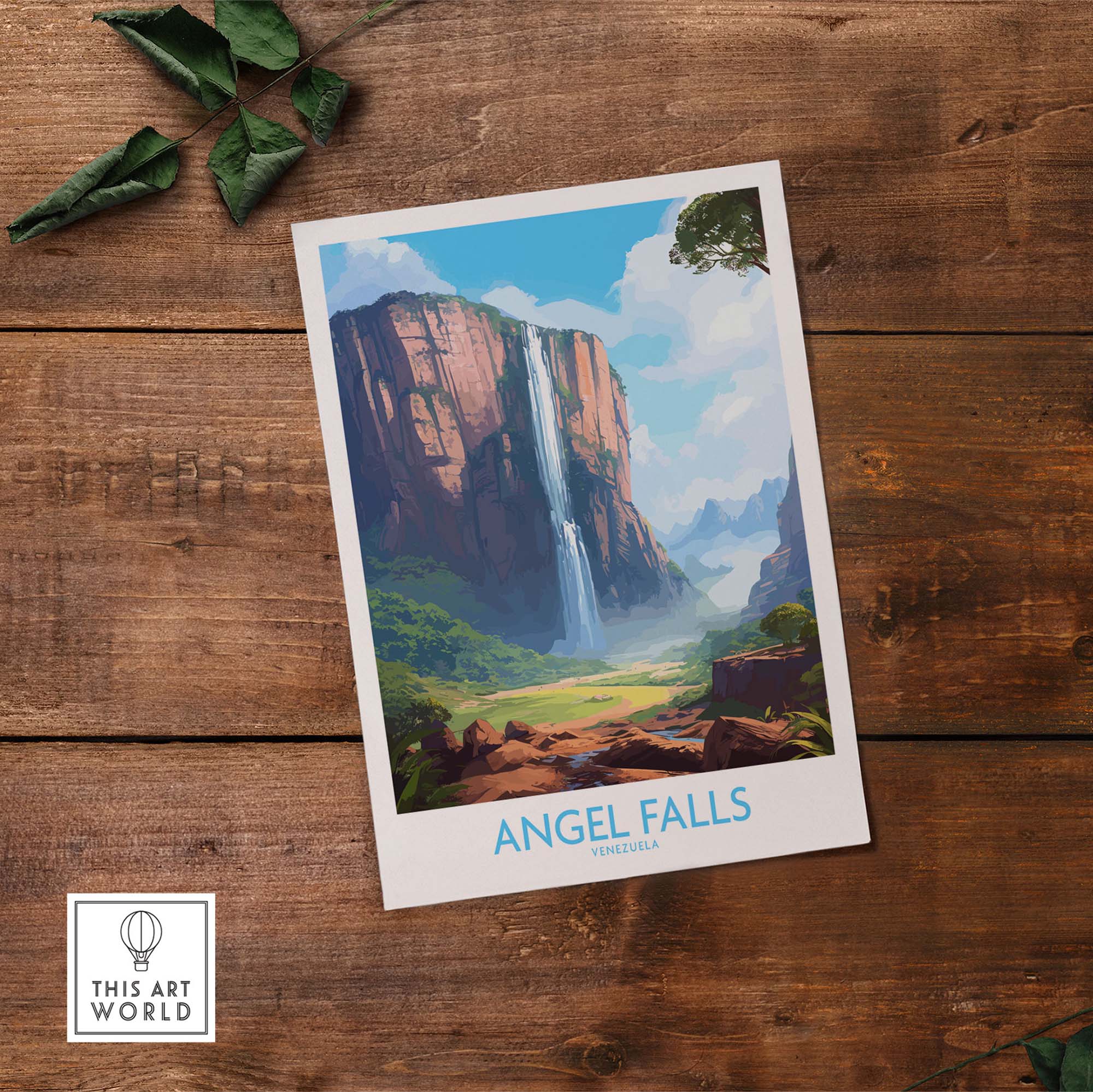 Angel Falls wall art print showcasing the stunning Auyán-tepui mountain and waterfall in Venezuela's Canaima National Park.