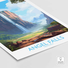 Beautiful illustration of Angel Falls in Venezuela's Canaima National Park, emphasizing nature's splendor and adventure.