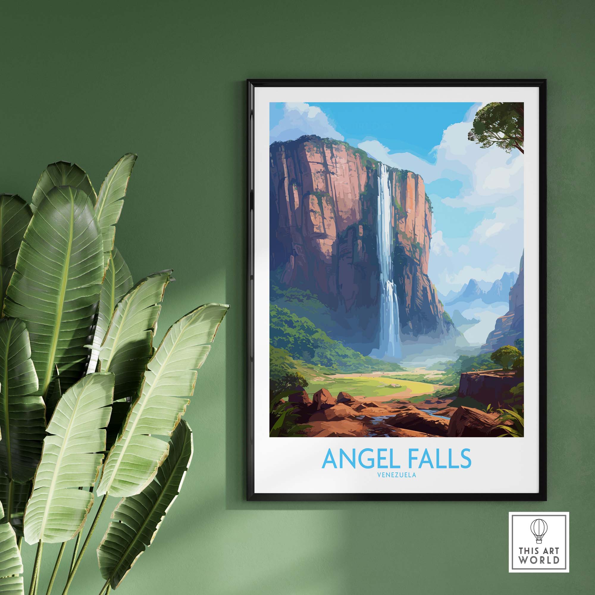 Angel Falls wall art showcasing the stunning Auyán-tepui mountain and waterfall in Venezuela's Canaima National Park.