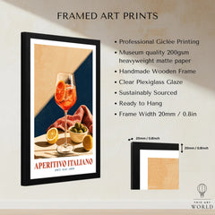 Aperitivo Italiano Italian Kitchen Poster - framed print details measurements quality details