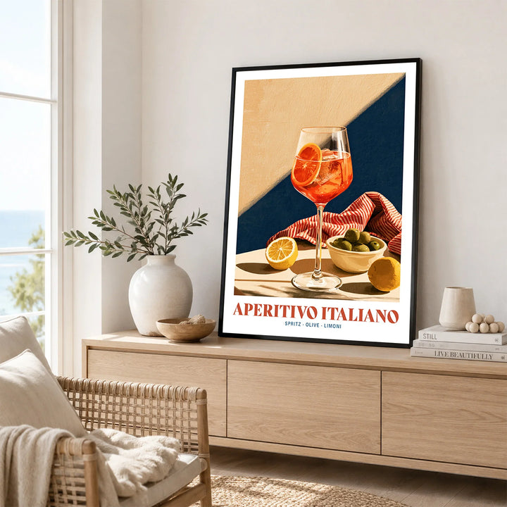 Aperitivo Italiano Italian Kitchen Poster - framed artwork living room lifestyle setting