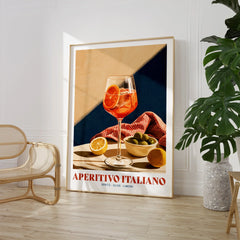 Aperitivo Italiano Italian Kitchen Poster - large framed print room setting chair plant