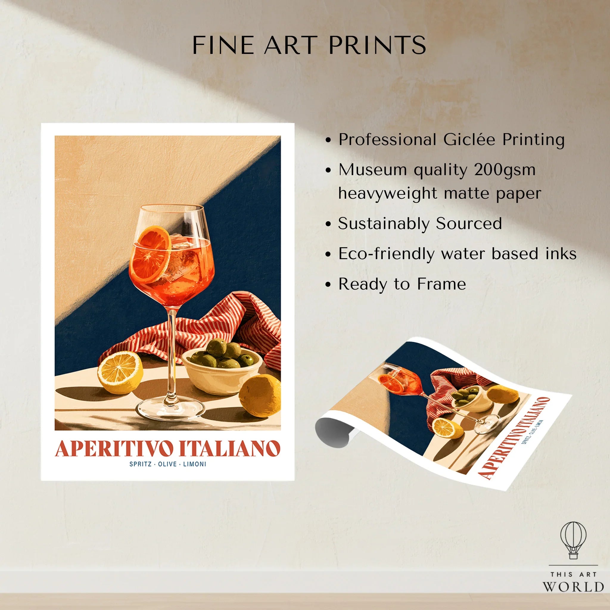 Aperitivo Italiano Italian Kitchen Poster - fine art print unframed quality details