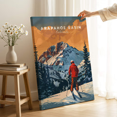 Arapahoe Basin Travel Poster - Colorado showcasing beautiful ski slopes and mountains, perfect for home decor.