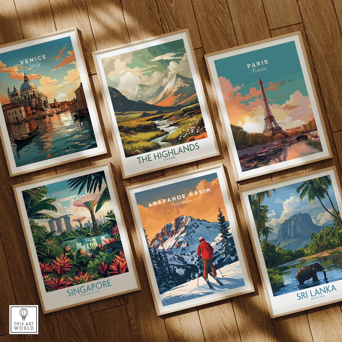 Arapahoe Basin Travel Poster - Colorado among various travel posters including Venice and Paris.