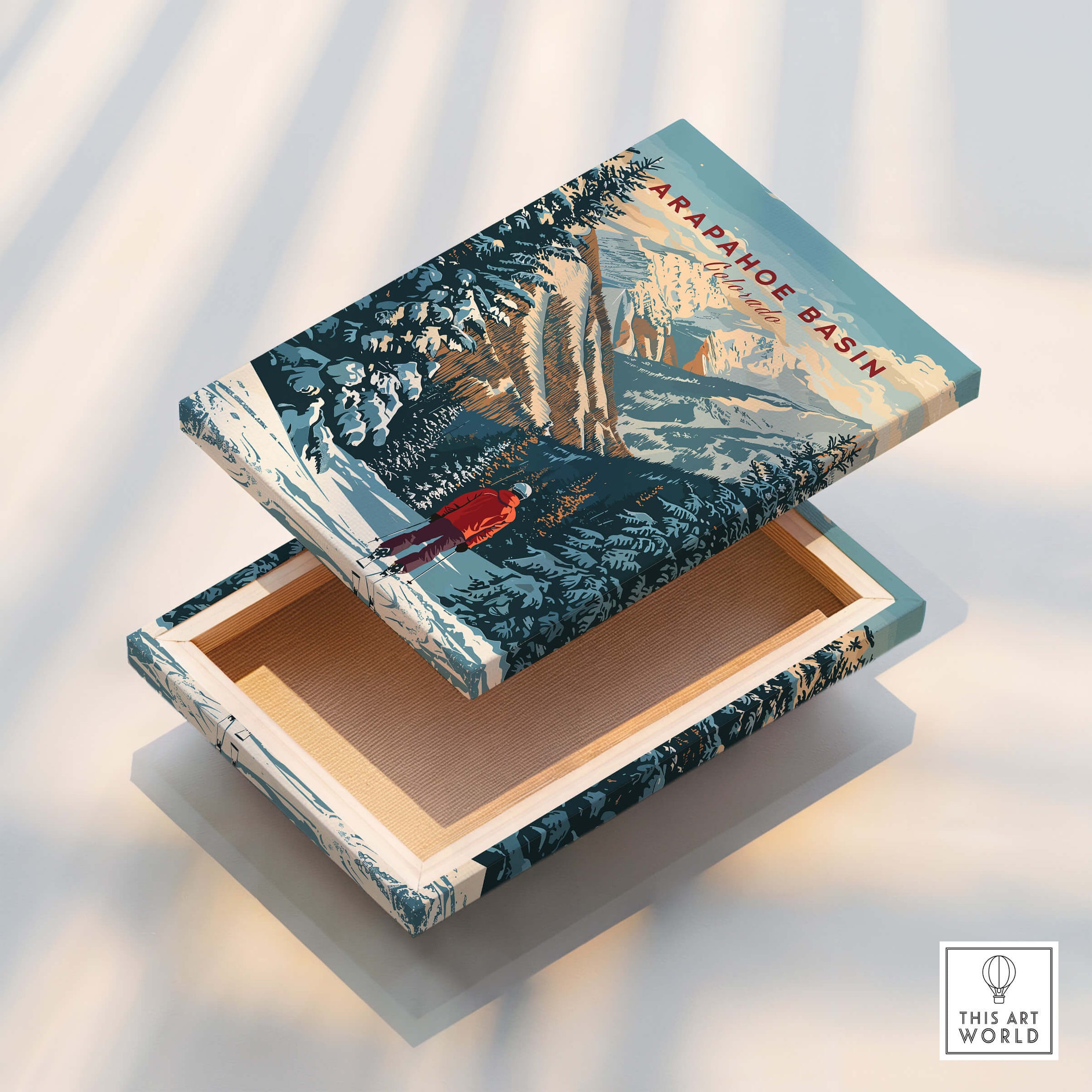 Arapahoe Basin Wall Art decorative box showcasing a scenic mountain landscape and outdoor adventure theme.