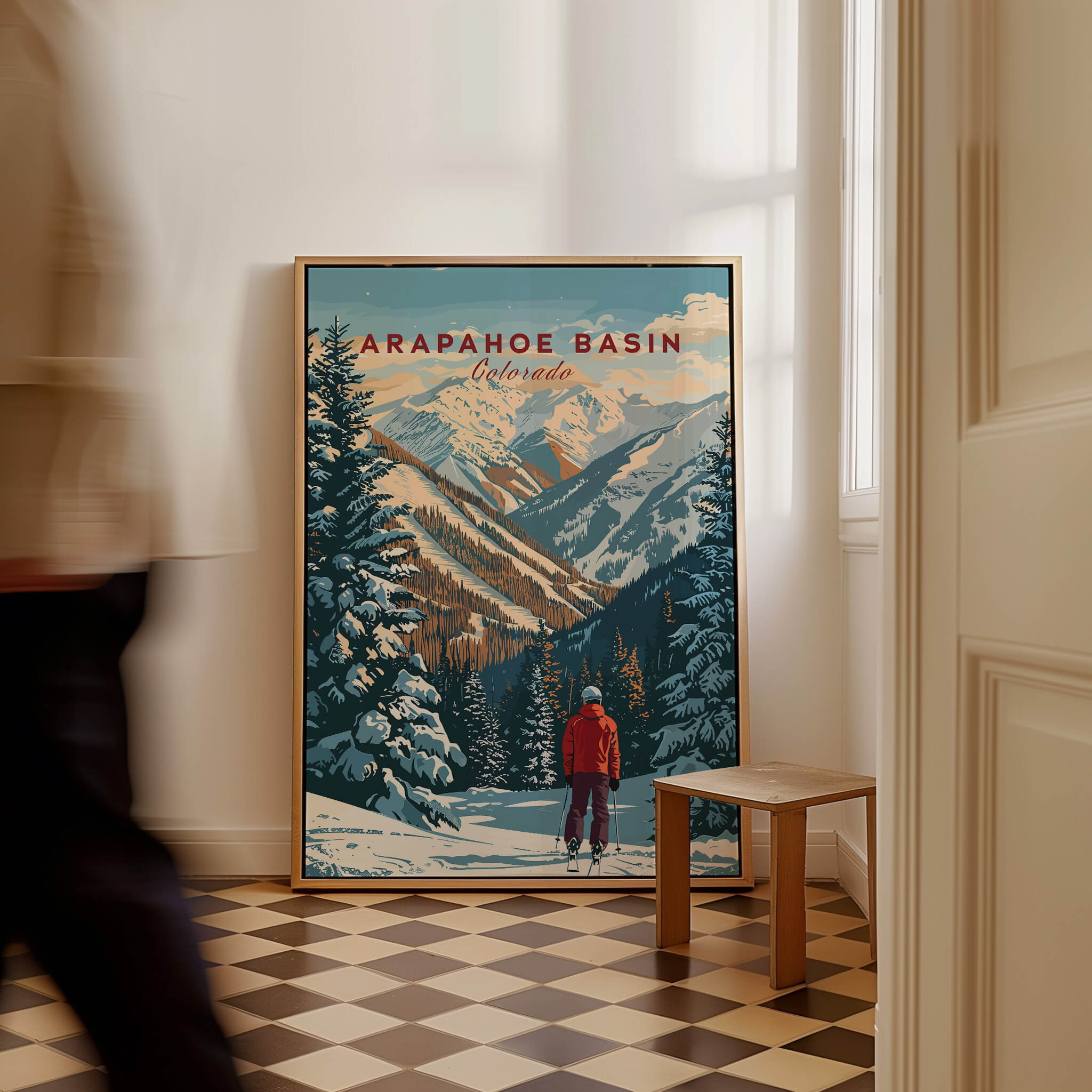 Arapahoe Basin Wall Art in a stylish interior setting, showcasing stunning mountain landscapes.