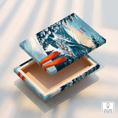 Åre Sweden Ski Print featuring a beautifully designed ski box art with snowy mountains and vibrant colors.