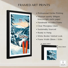 Åre Sweden Ski Print beautifully framed with professional giclée printing and clear plexiglass glaze.